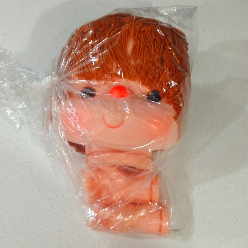 Extra Large rubber Mitzy doll head and hands for doll making. Very rare.  New.